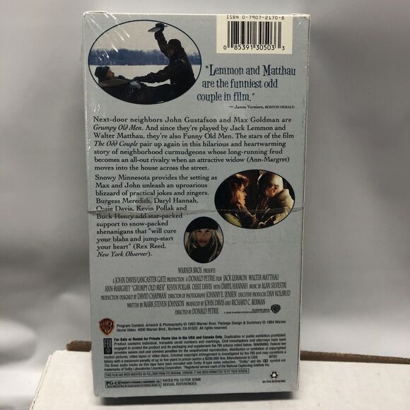 Grumpy Old Men VHS New Sealed Walter Matthau Jack Lemmon Ann Margret Comedy 1994 - Picture 2 of 8